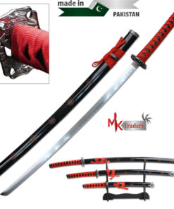 3-Piece Red Japanese Sword Set with Stand – Sword Collection (Pakistan)