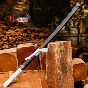 Real Black and White Katana Sword – Full Size Samurai Replica