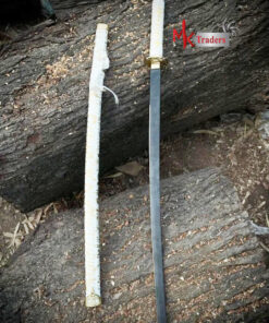 Real Black Blade and White & Gold Katana Sword – Full Size