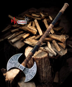Viking Axe Handmade Double Headed Double Blade Axe with Leather Sheath